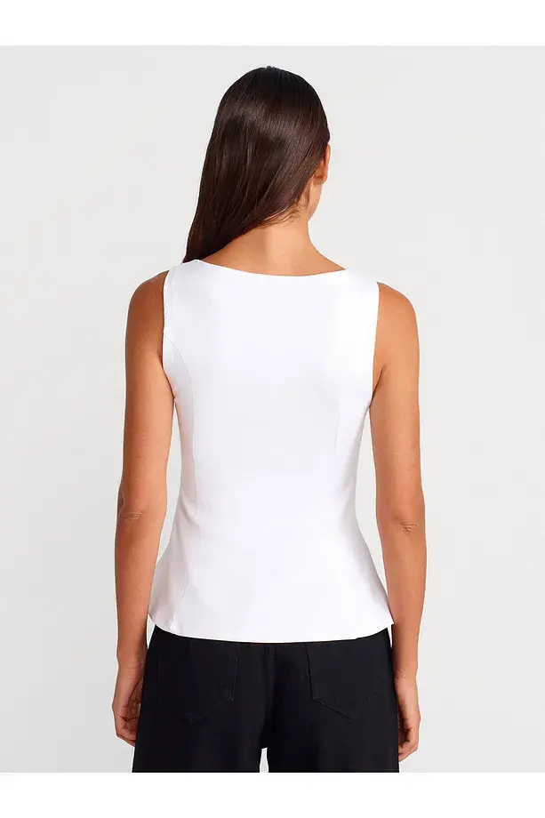 Küçük resim: Dilvin 21001 Kayık Yaka Peplum Top