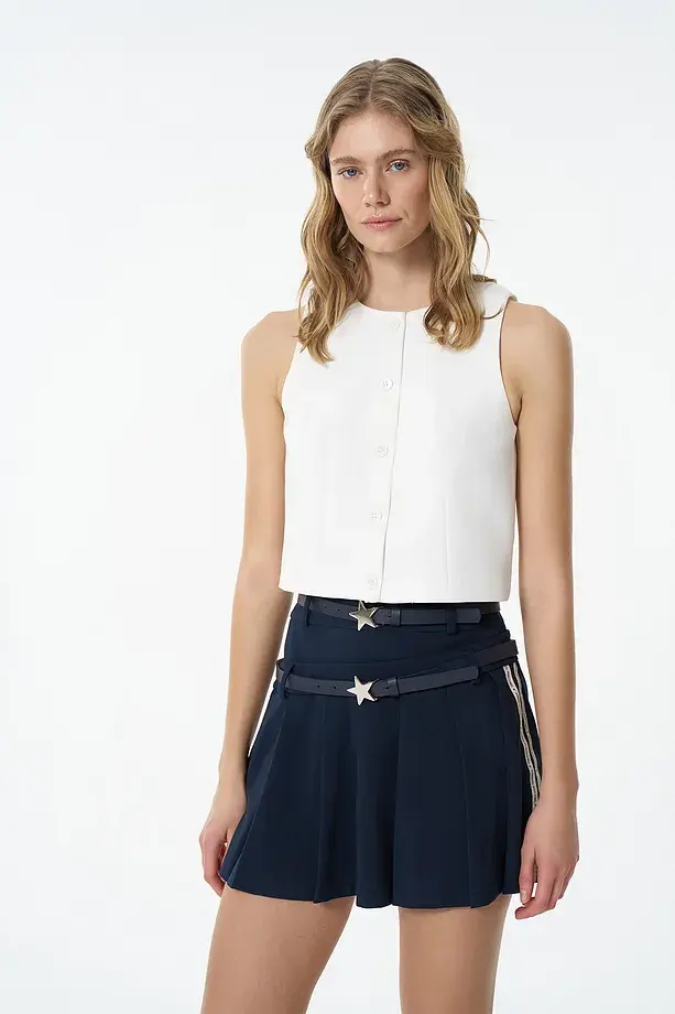 Quzu Düğme Detaylı Yelek Ceket