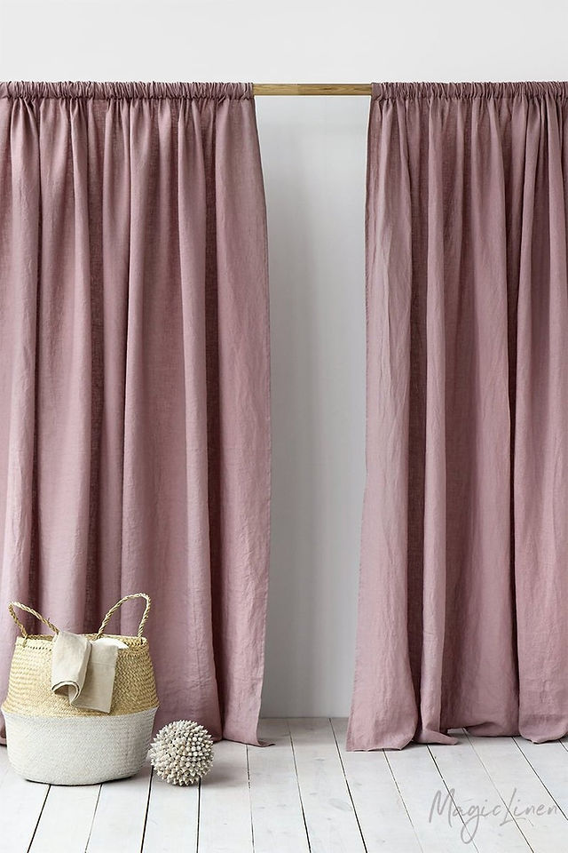 natural linen blush pink curtain