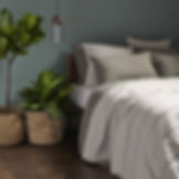 organic linen bedding in moss 