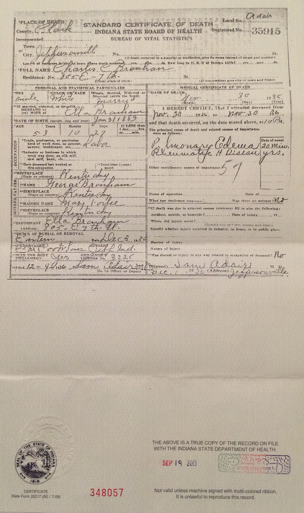 Death Certificate - Charles_Branham_1936