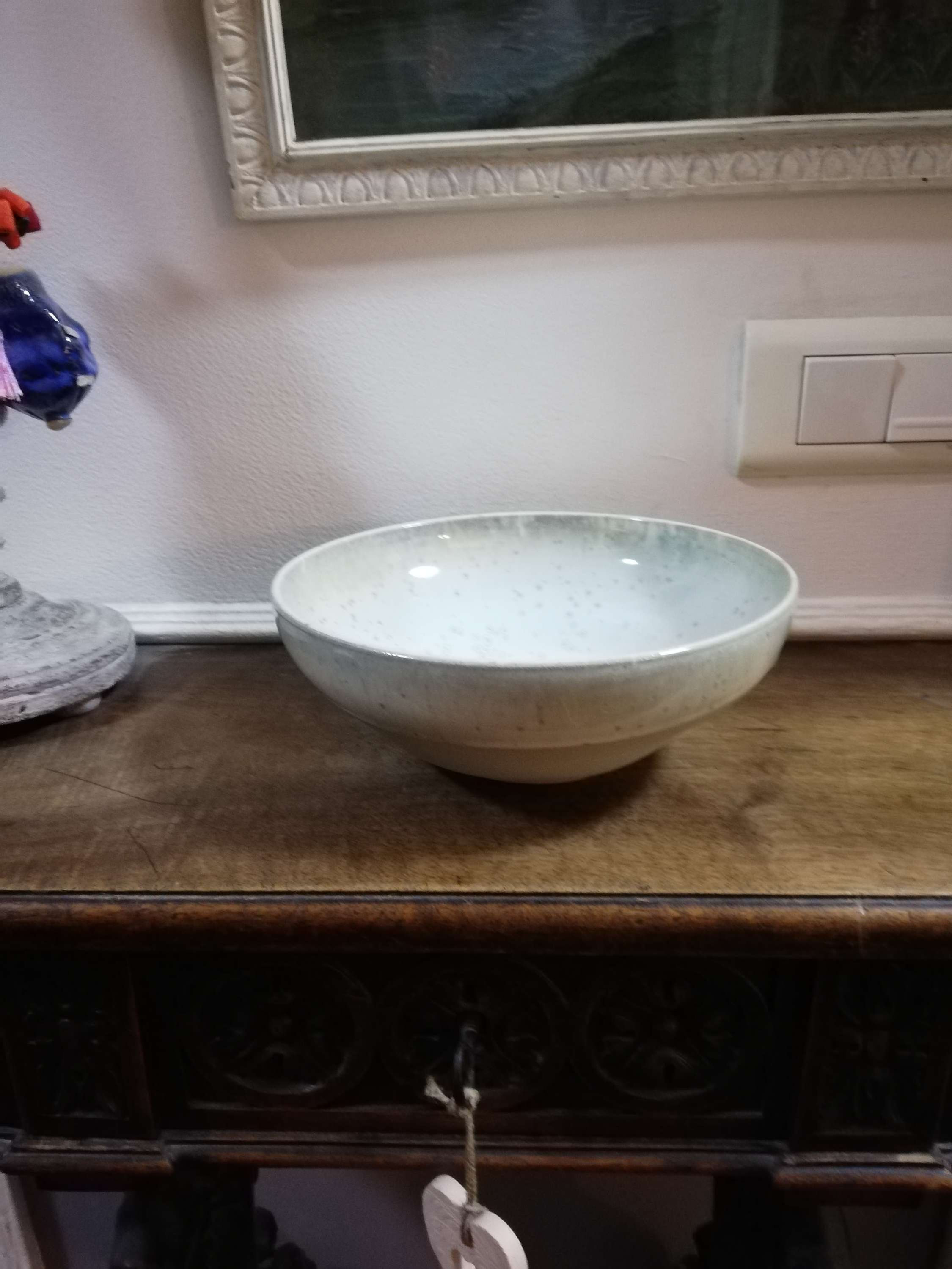 Grand saladier blanc nucléation pièce unique