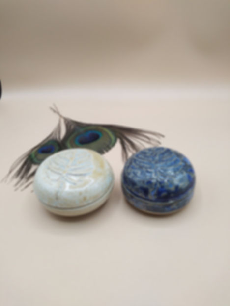 Boîte avec feuille Shokubutsu bleu camaïeu ou verte nucléation