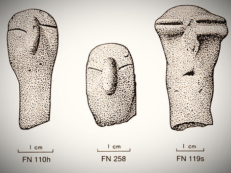 Archaeological illustration of prehistoric human effigies from the Groom Creek area near Prescott Arizona showing human forms.