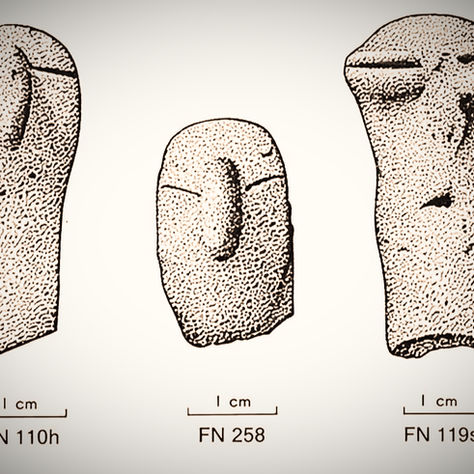 Archaeological illustration of prehistoric human effigies from the Groom Creek area near Prescott Arizona showing human forms.