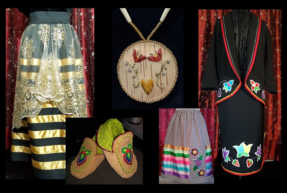ox Way Designs, Native everyday wear, Native ribbon dresses, birch bark jewelry, Indigenous artist, MHA Nation artist