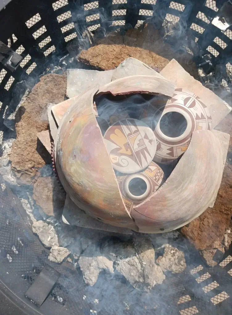 Dorothy &Emerson Ami (Hopi-Tewa) demonstrated traditional Hopi pottery-making & firing methods