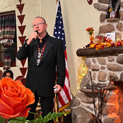 MIP Executive Director Manuel Lucero welcomes guests at the 2025 First Fire Fall Fundraiser, which featured the Keli Akimel Traditional Basket Dancers and Singers.