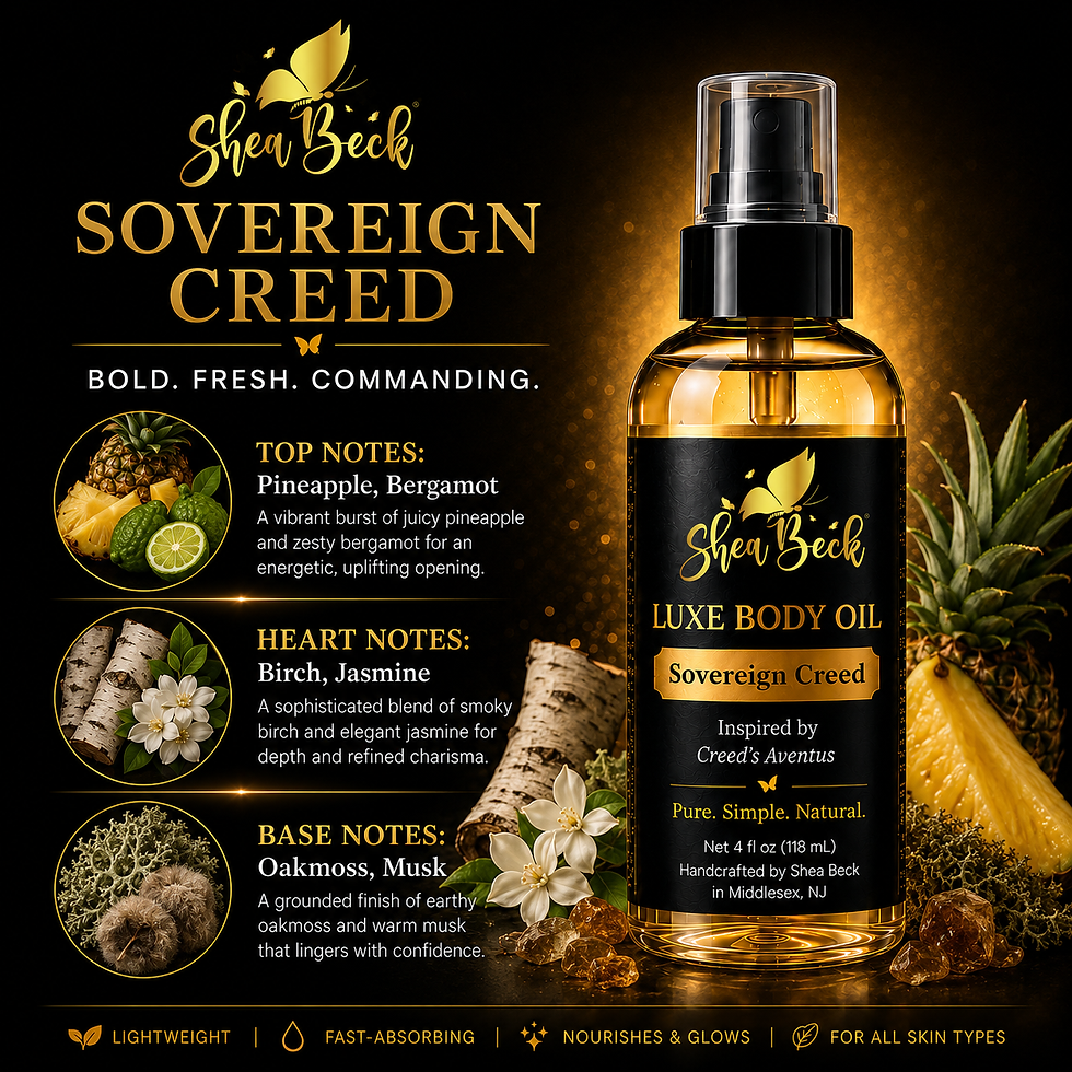 Sovereign Creed Body Oil scent profile with pineapple, bergamot, birch, jasmine, oakmoss and warm musk notes.