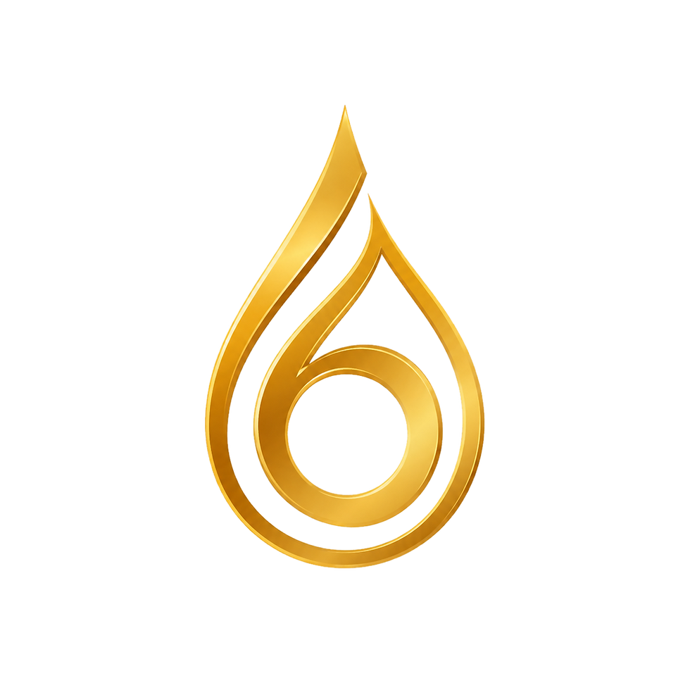 A number six in an oil drop