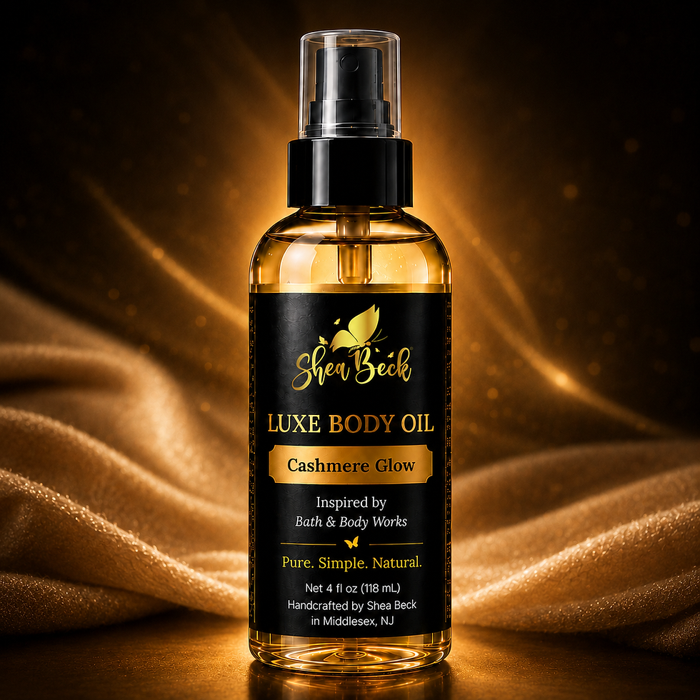 Shea Beck Cashmere Glow Luxe Body Oil inspired by Bath & Body Works for lightweight moisture, soft skin and a warm fragrance.
