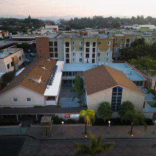 Aerial view of First Christian Church campus.