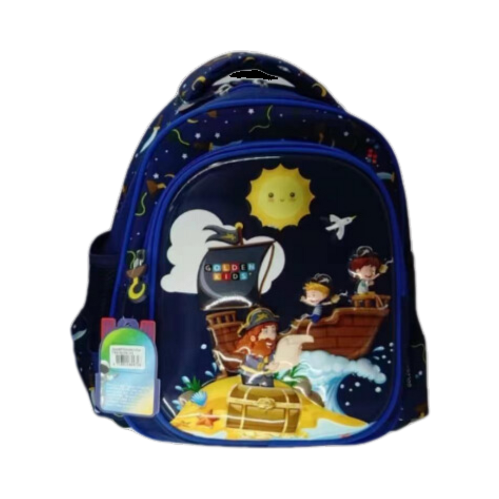 Miniatura: MOCHILA INFANTIL NAVIO PIRATA/ 5 BOLSOS - ESTAMPA 3D E PUXADOR EMBORRACHADO