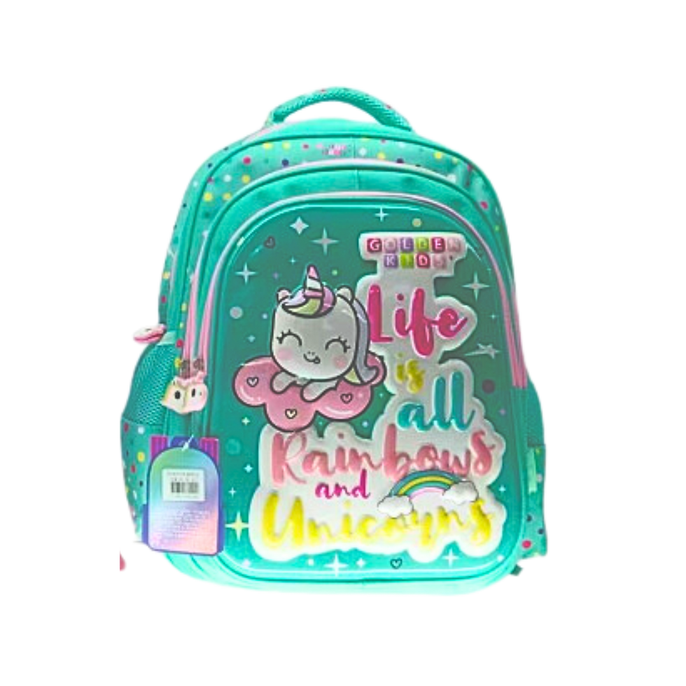 Miniatura: MOCHILA INFANTIL UNICÓRNIO/ 5 BOLSOS - ESTAMPA 3D E PUXADOR EMBORRACHADO