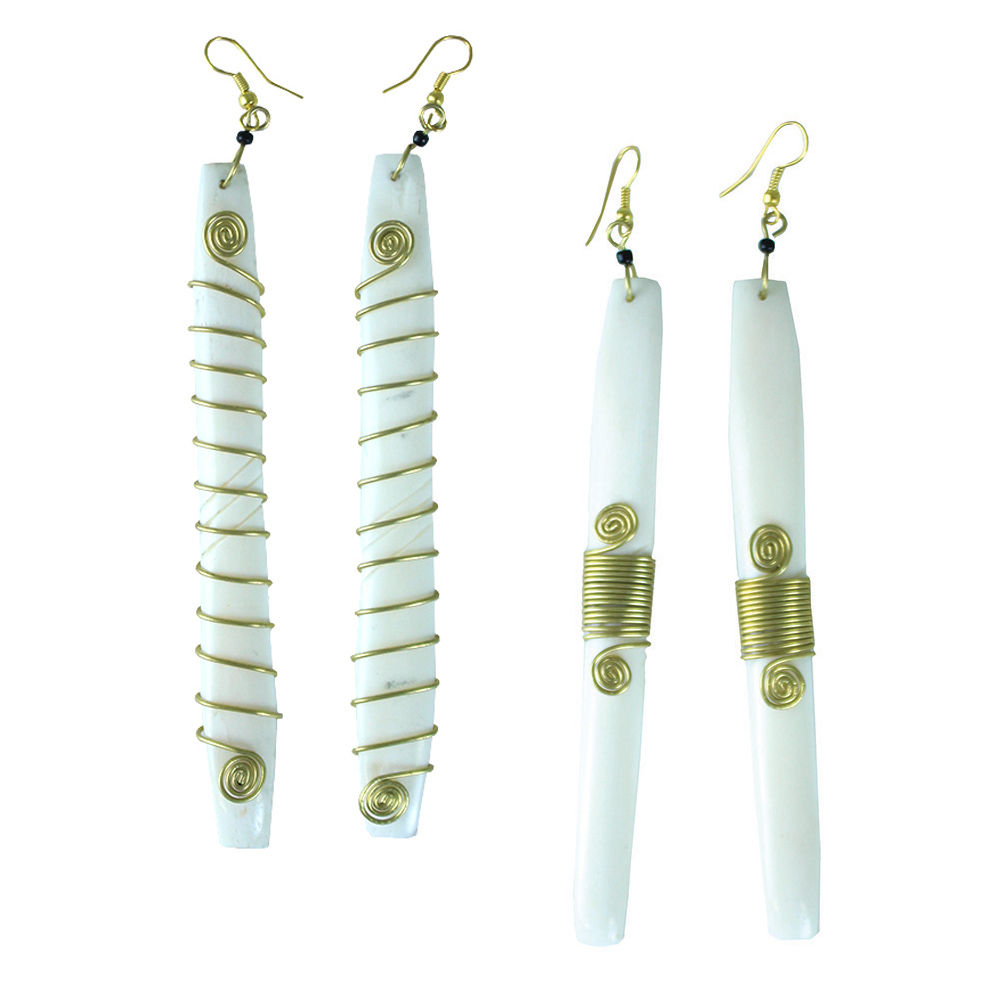 Long bone African earrings