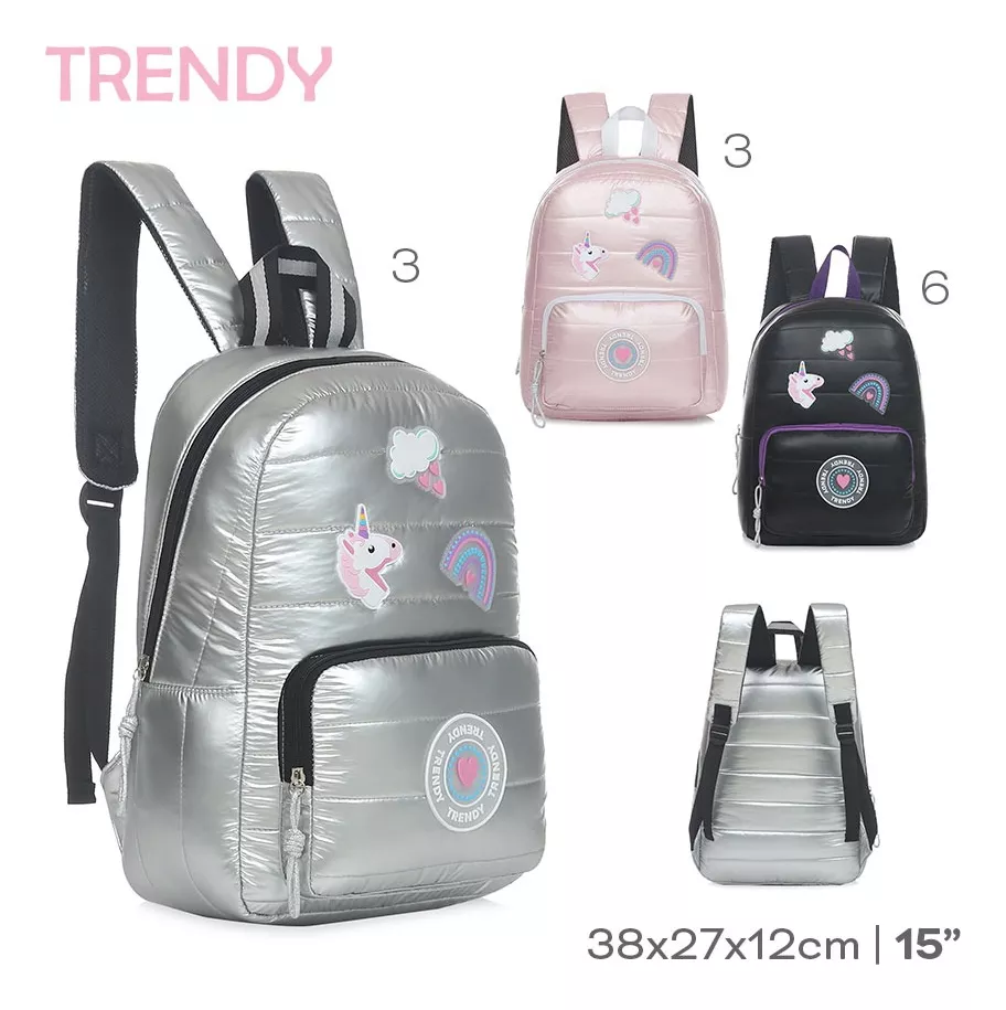 Mochila Escolar Trendy Colegio Nena Niña  Lentejuelas + Cartuchera