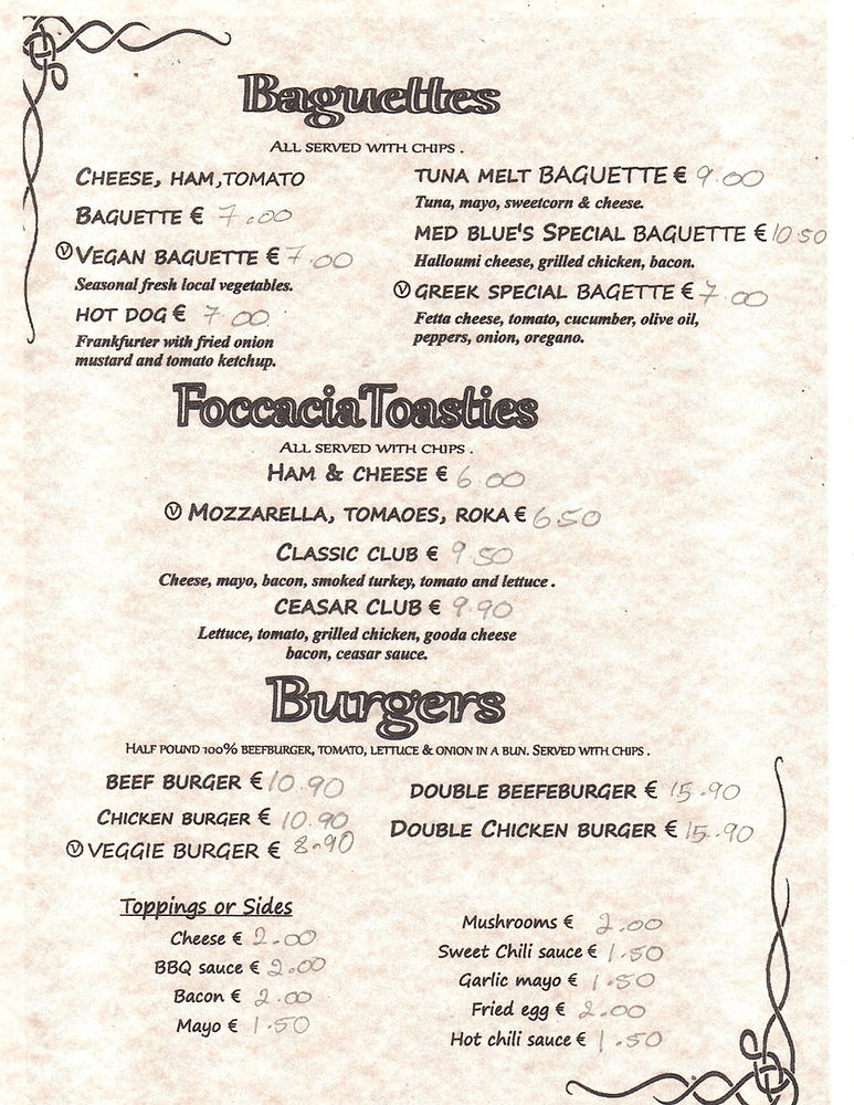 3. Baguettes. Foccacia Toasties and Burgers