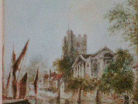 Edward Parrini’s watercolour of St Mary’s Church, circa 1890.