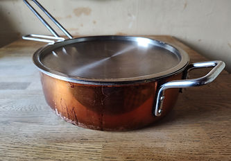 Copper sauté pan with lid