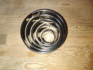 Stainless steel ring molds.