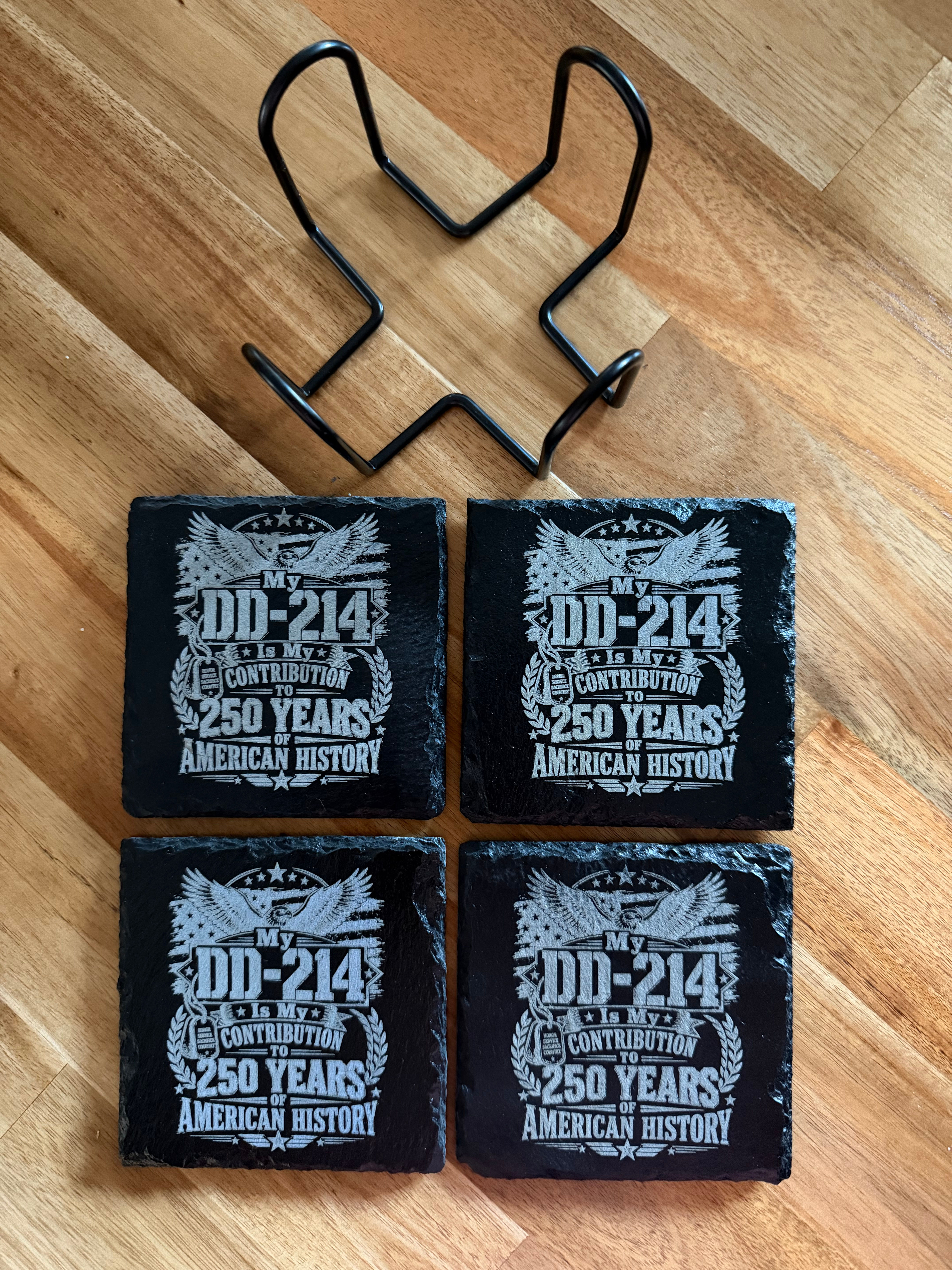 Slate Coaster Set with Holder - DD 214