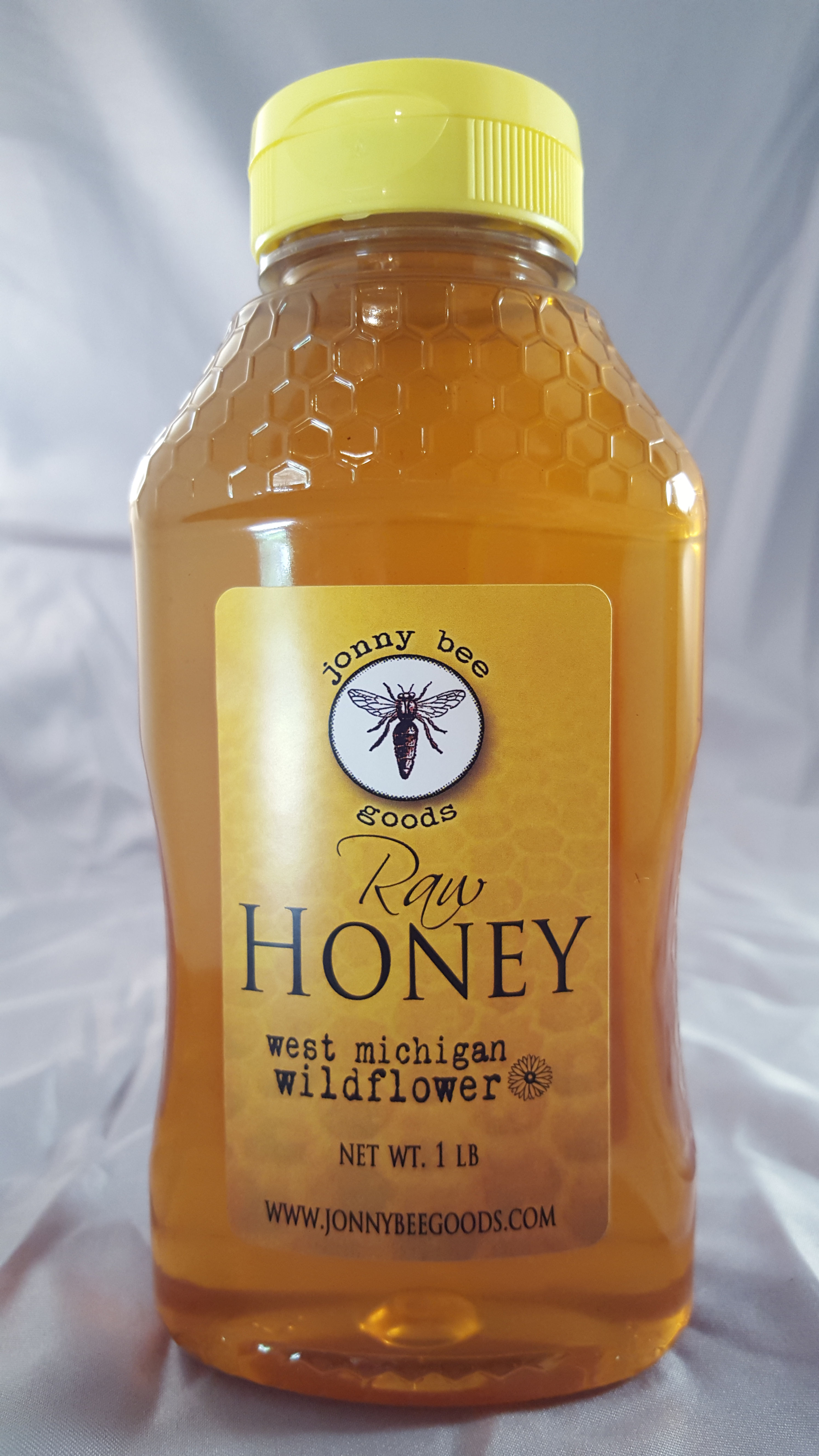 16oz (1lb) Plastic Squeeze WF, RAW West Michigan Wildflower Honey
