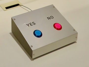 A control box has two buttons labeled Yes and No.