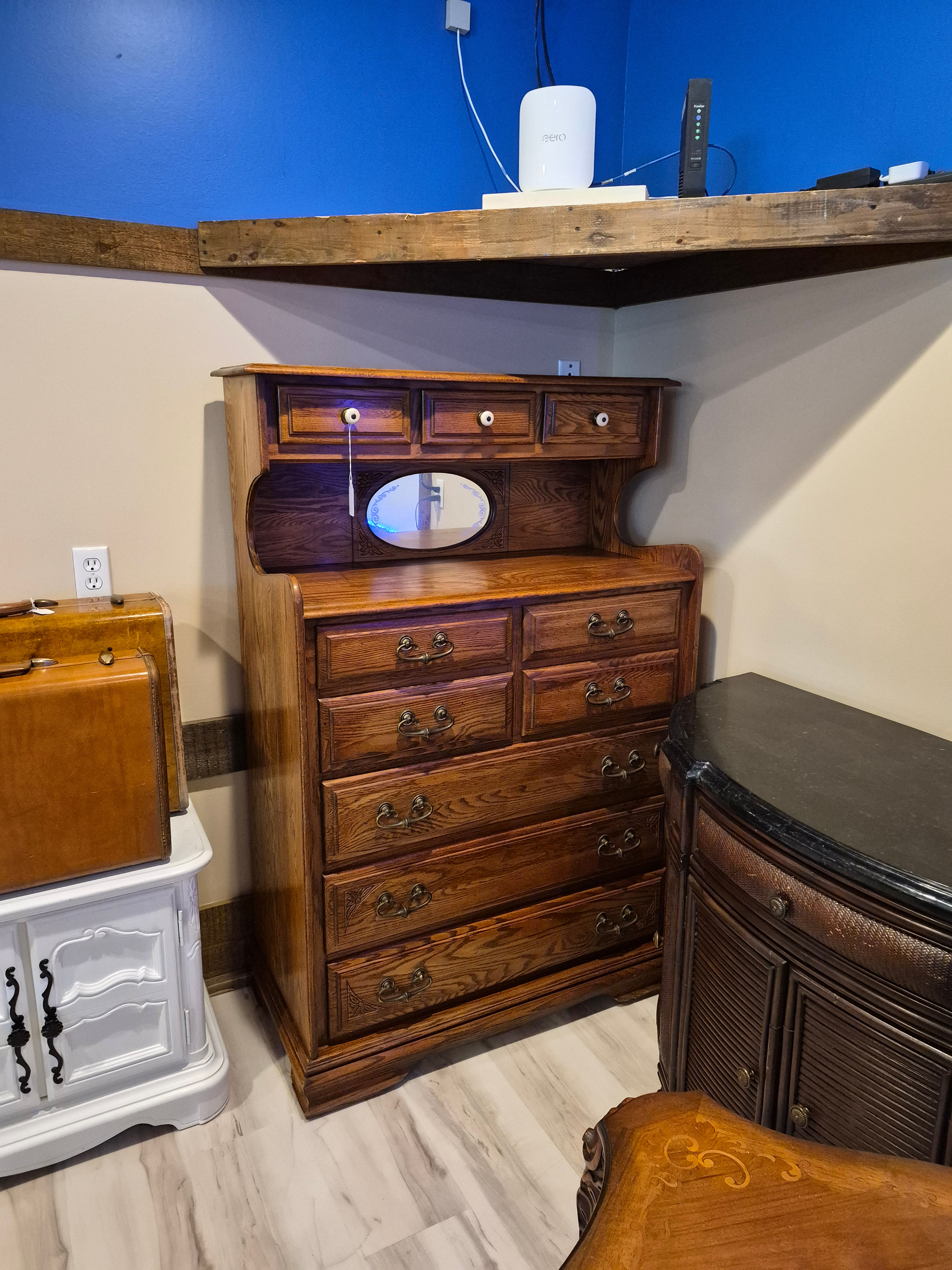 All Wood Hutch With Mirror