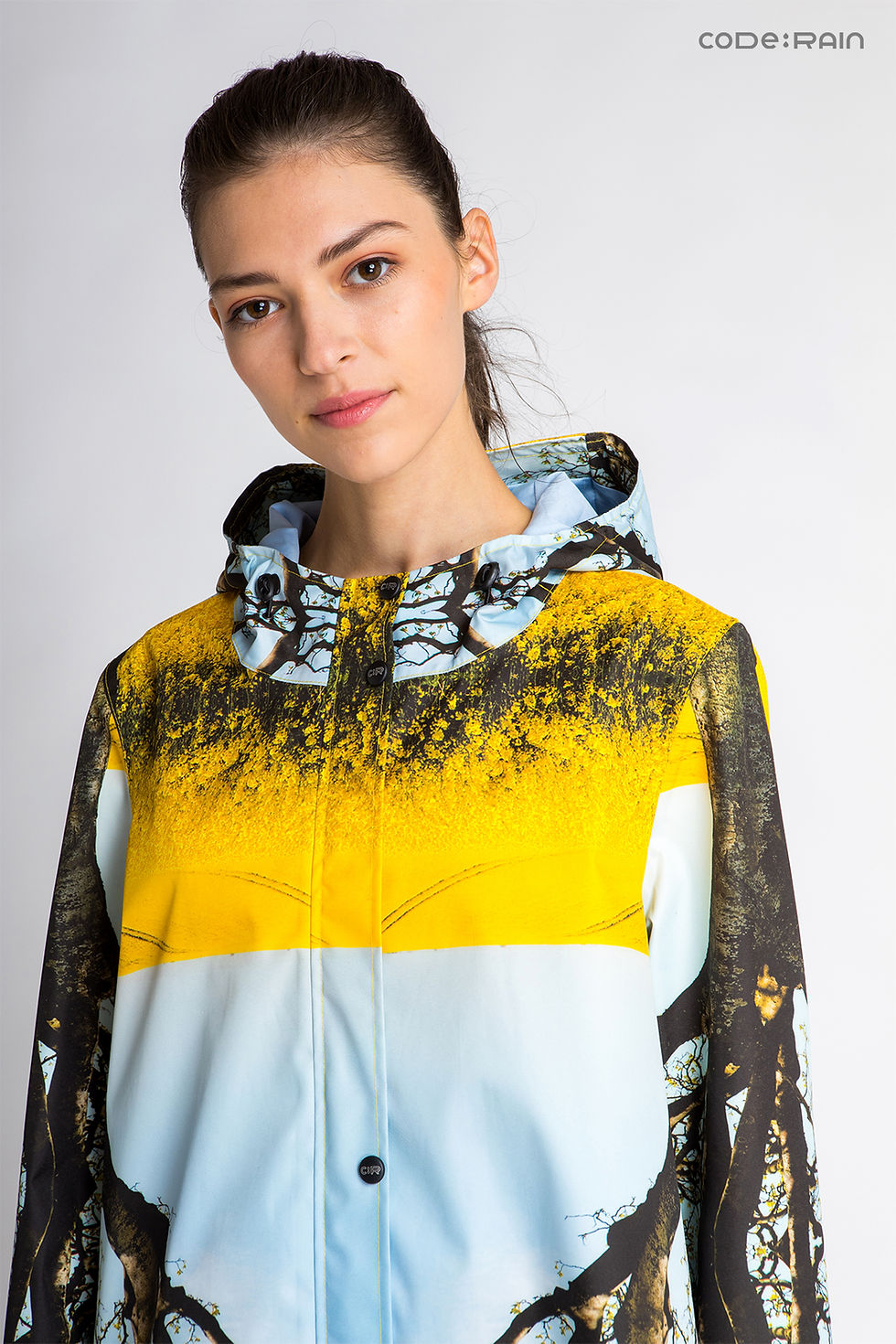 Thumbnail: Women's rain jacket printed with Canola Field