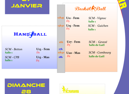 Agenda Sportif SCM du 27/01