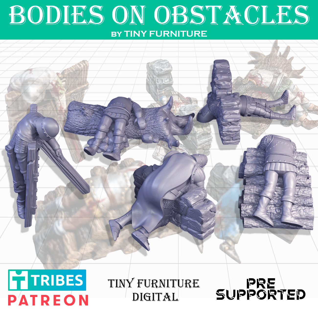 Bodies on obstacles (Harvest of War) - STL FILES