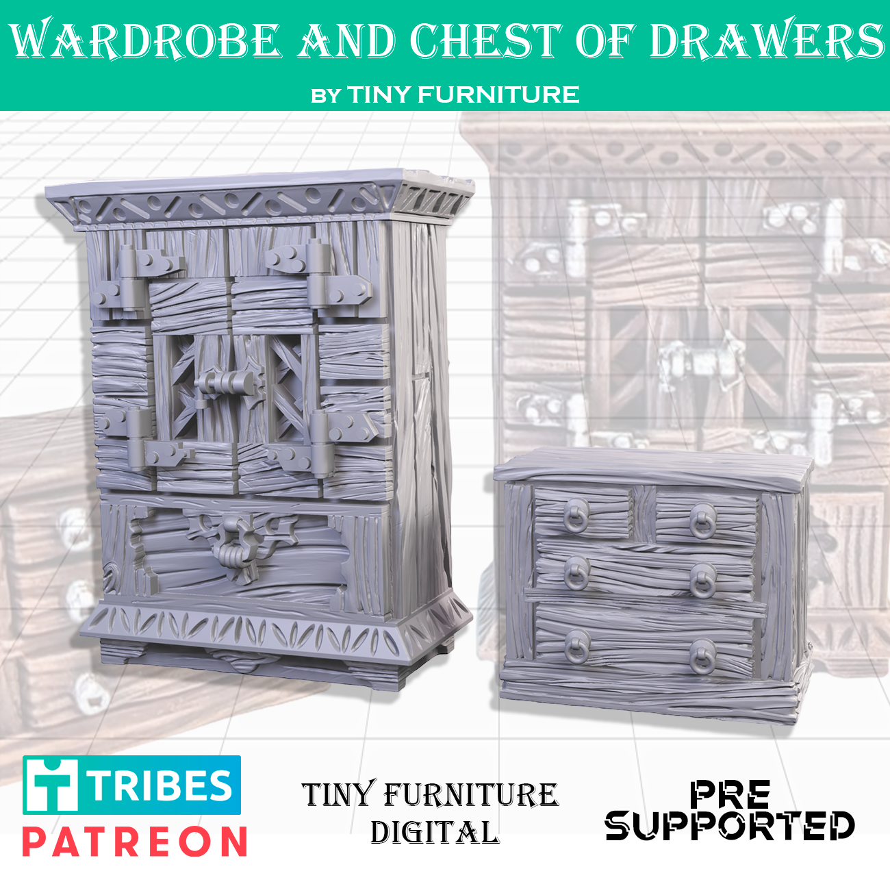 Wardrobe and chest of drawers - STL FILES