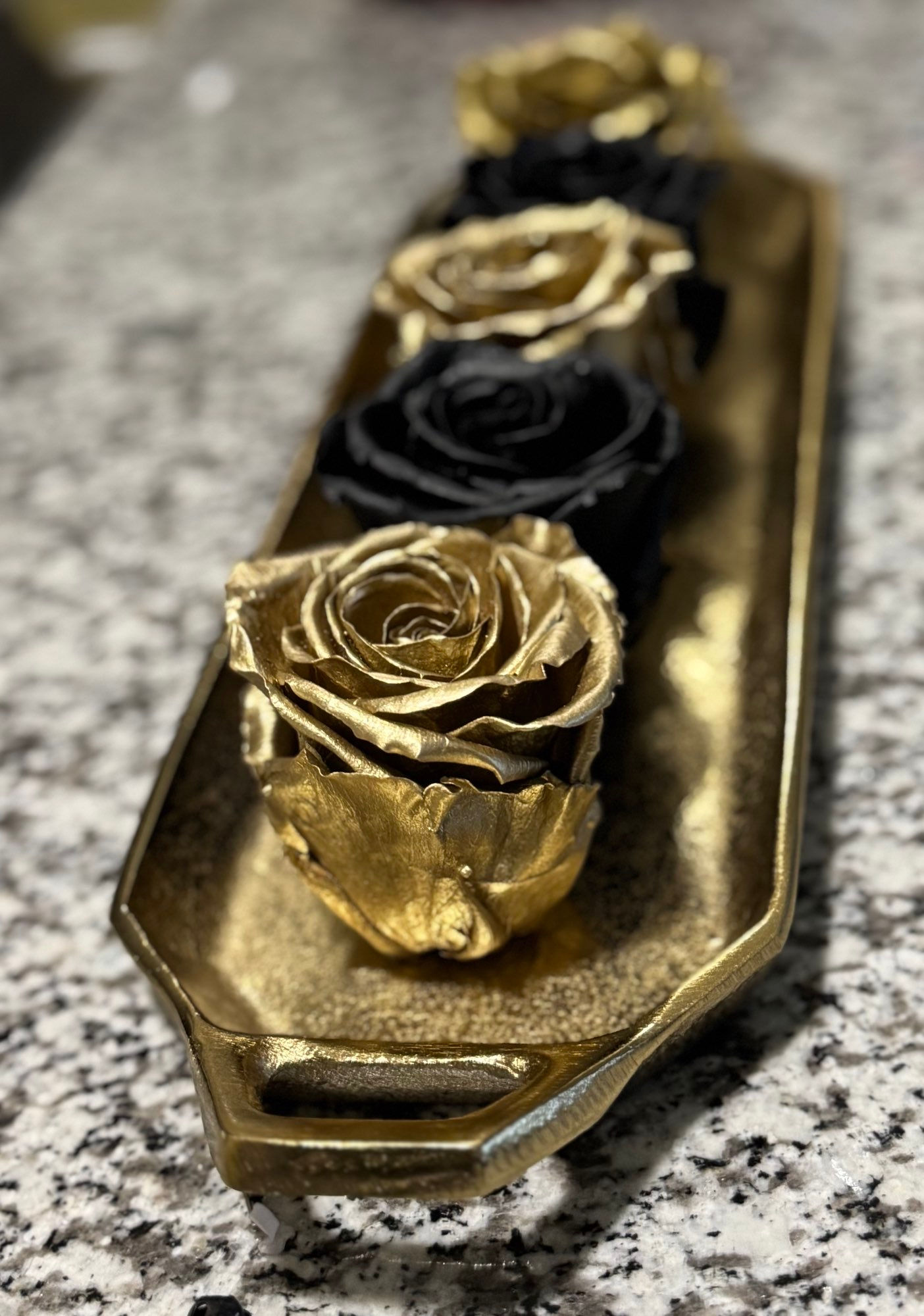 Black and Gold Preserved Roses 