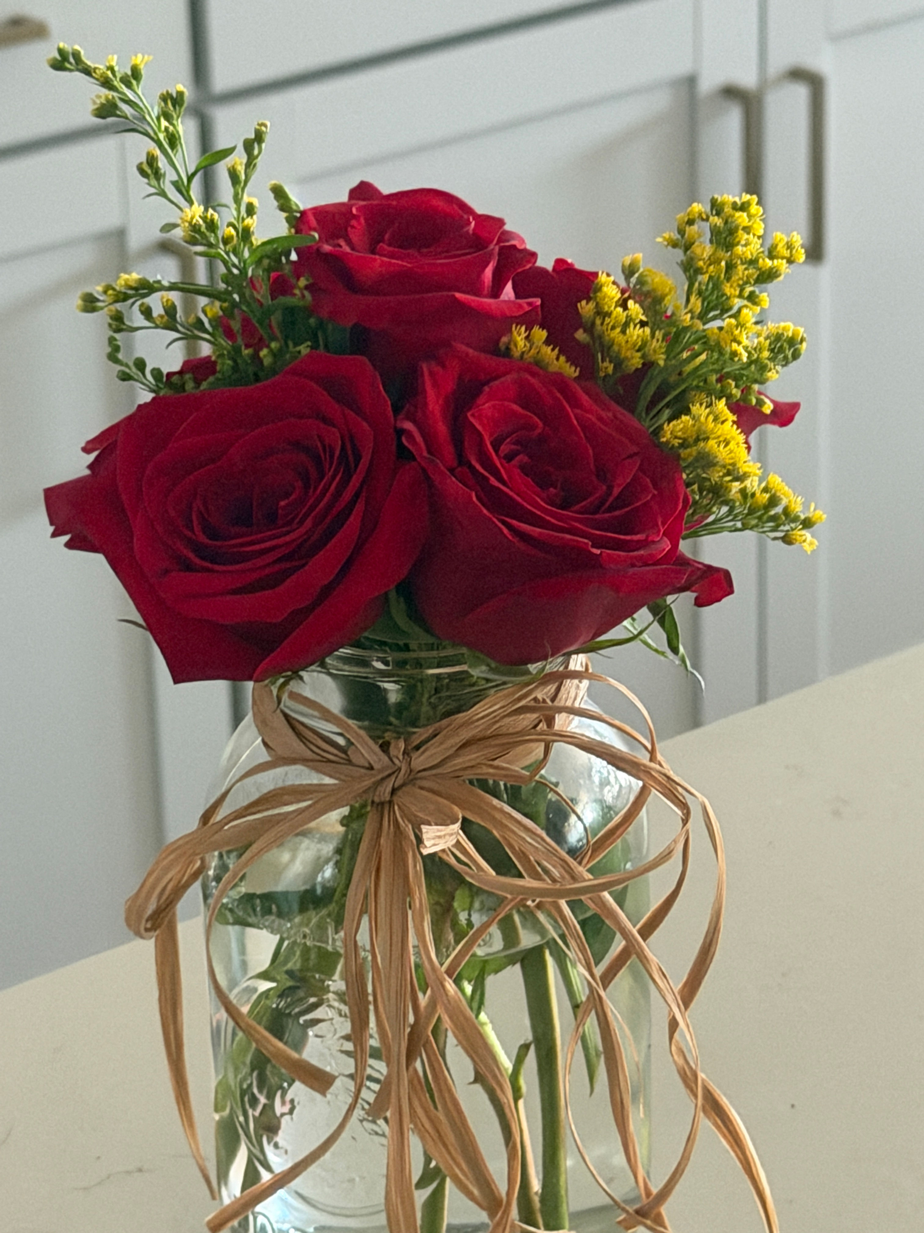 Roses in a mason jar