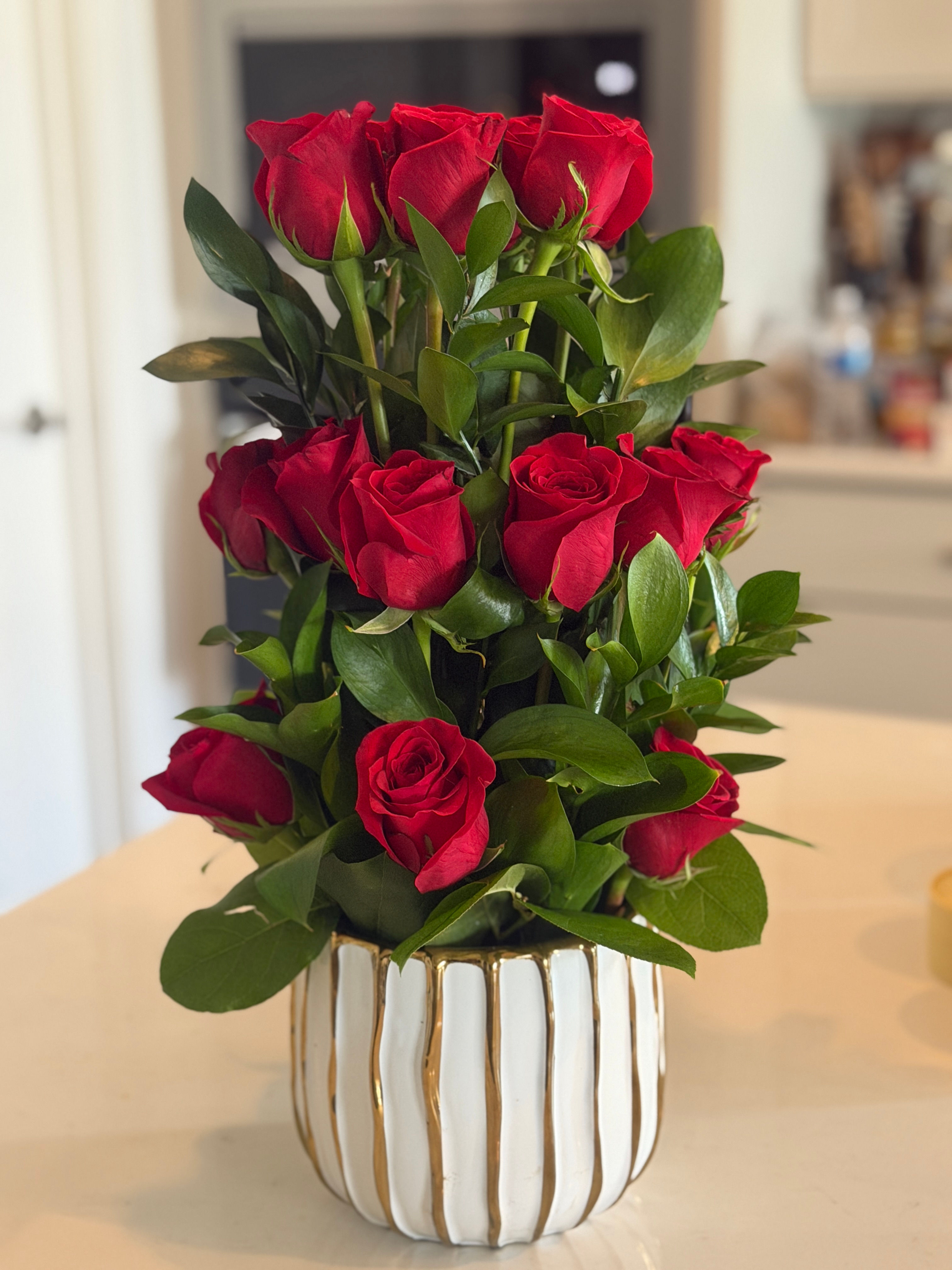 Forever Yours — 24 Red Roses 🌹 in modern vase 
