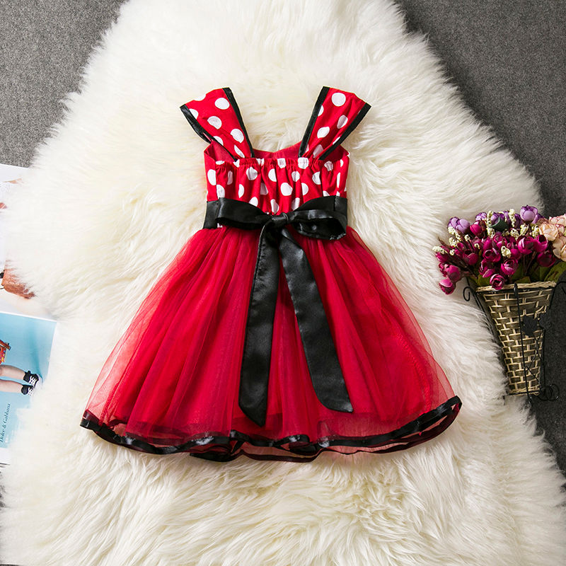 Thumbnail: Cute Baby Girl Dress for 9M-4Yrs Children Summer Clothes Kids Minni Mouse Polka 