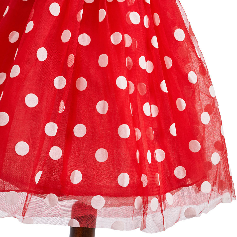Thumbnail: Children Casual Clothes Summer Short Sleeve Dots Girls Dress Kids Peter Pan Coll