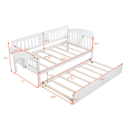 Miniatura: Sofá cama individual de madera con cama nido y sofá cama para dormitorio
