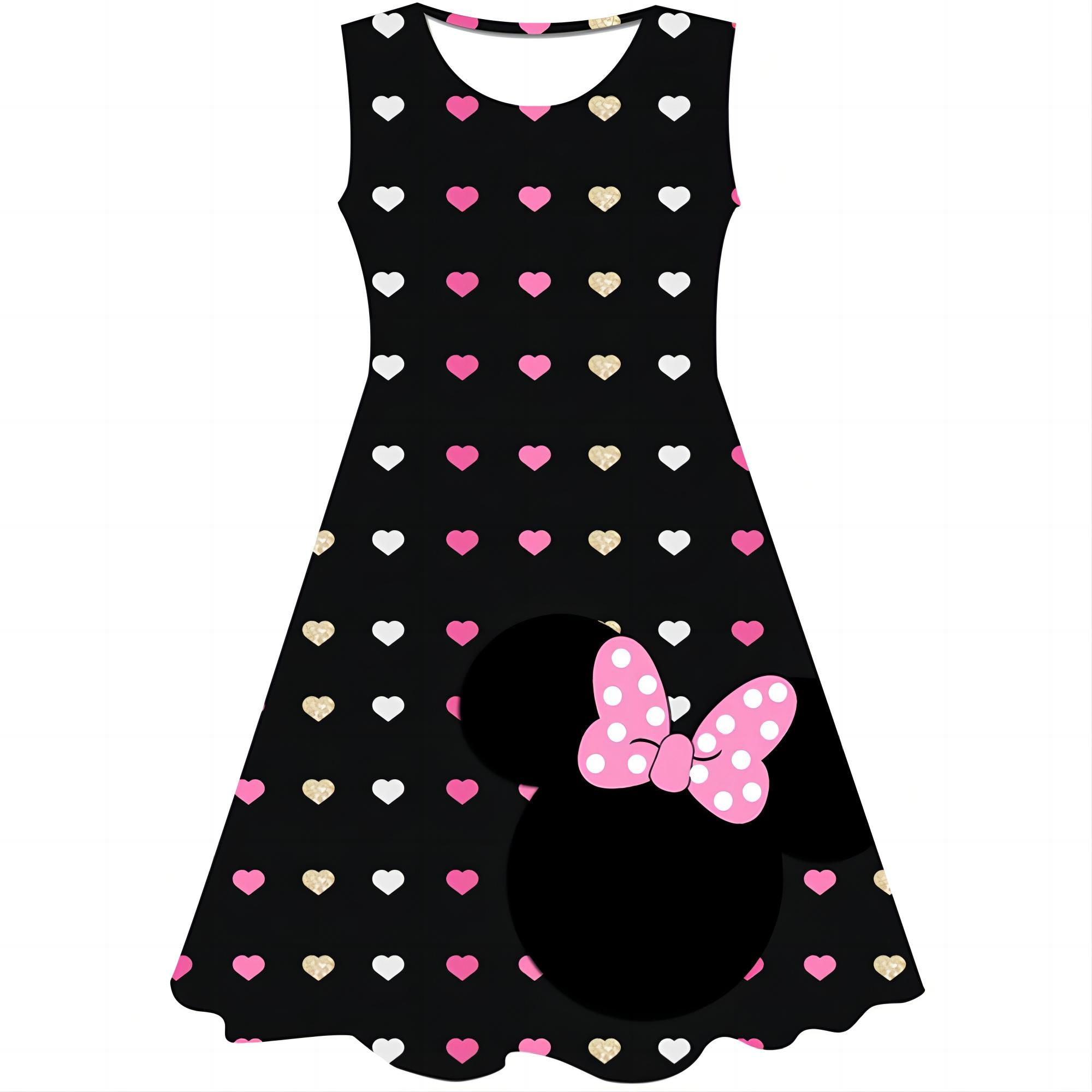 Girls Cosplay Cartoon Costume Minnie Mouse Dress Kids Summer Short Sleeve Prince