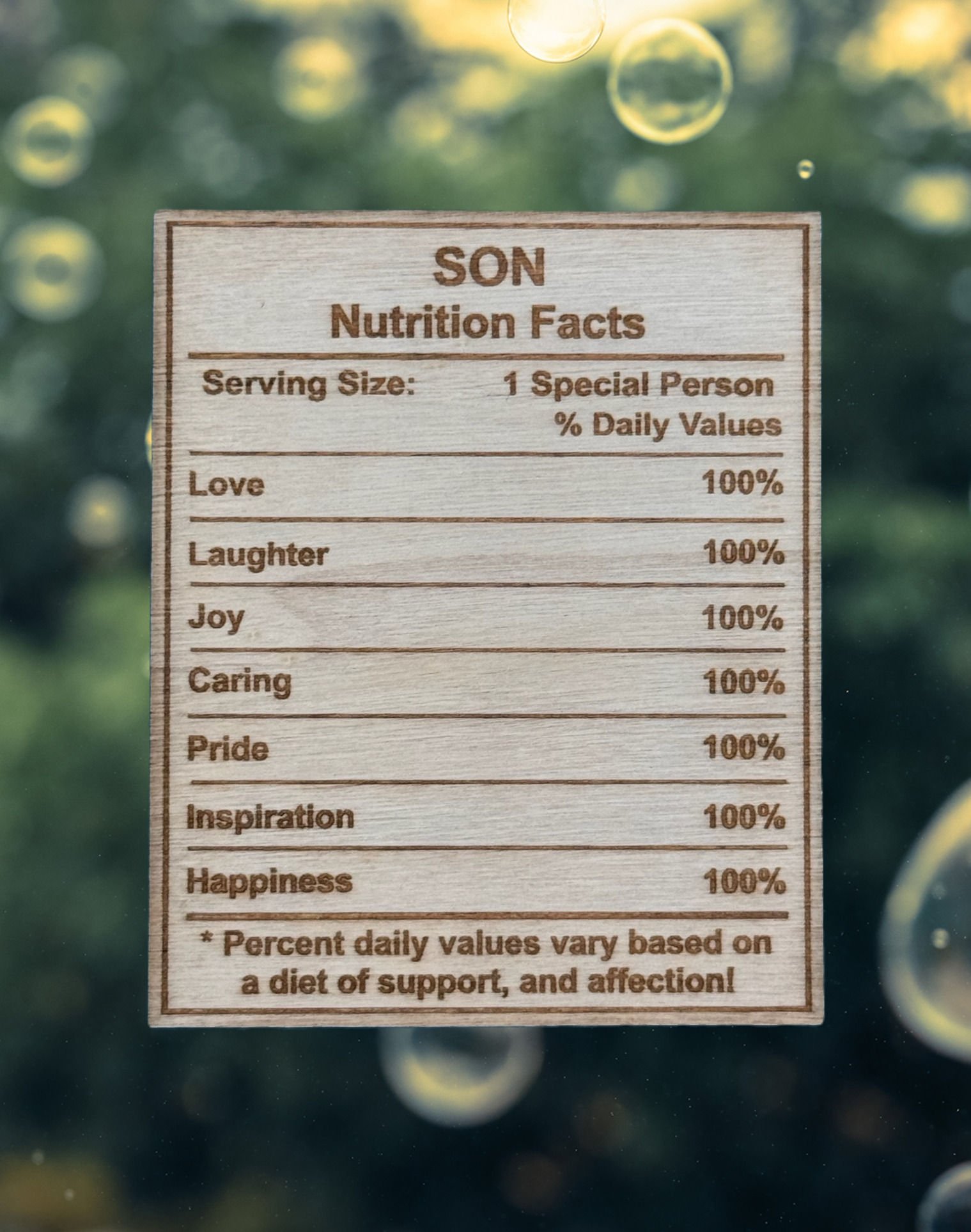 Nutrition Facts For Son - Wooden Plaque