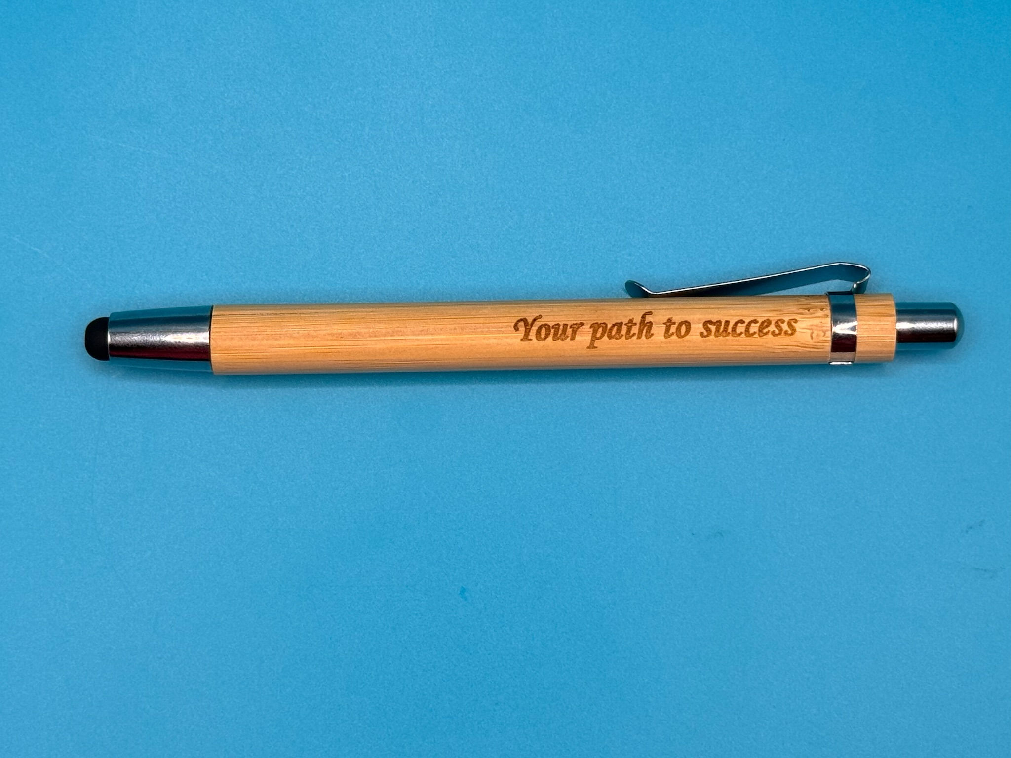 2-in-1 Bamboo Pen and Stylus with inspirational quotes created by www.epiclaserdesigns.com