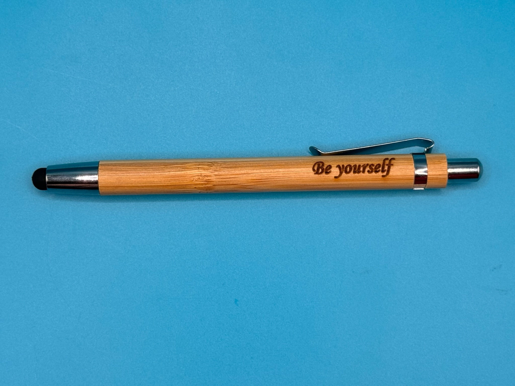 2-in-1 Bamboo Pen and Stylus with inspirational quotes created by www.epiclaserdesigns.com