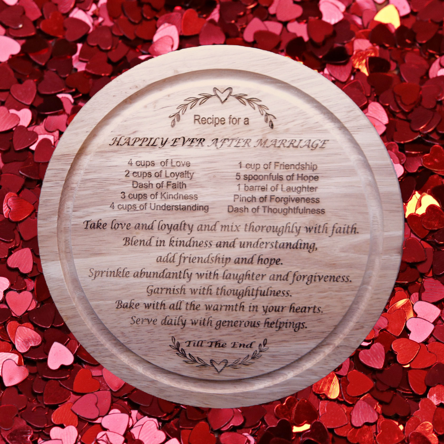 Chopping Board / Cake Display Board - Recipe For Happily Ever After