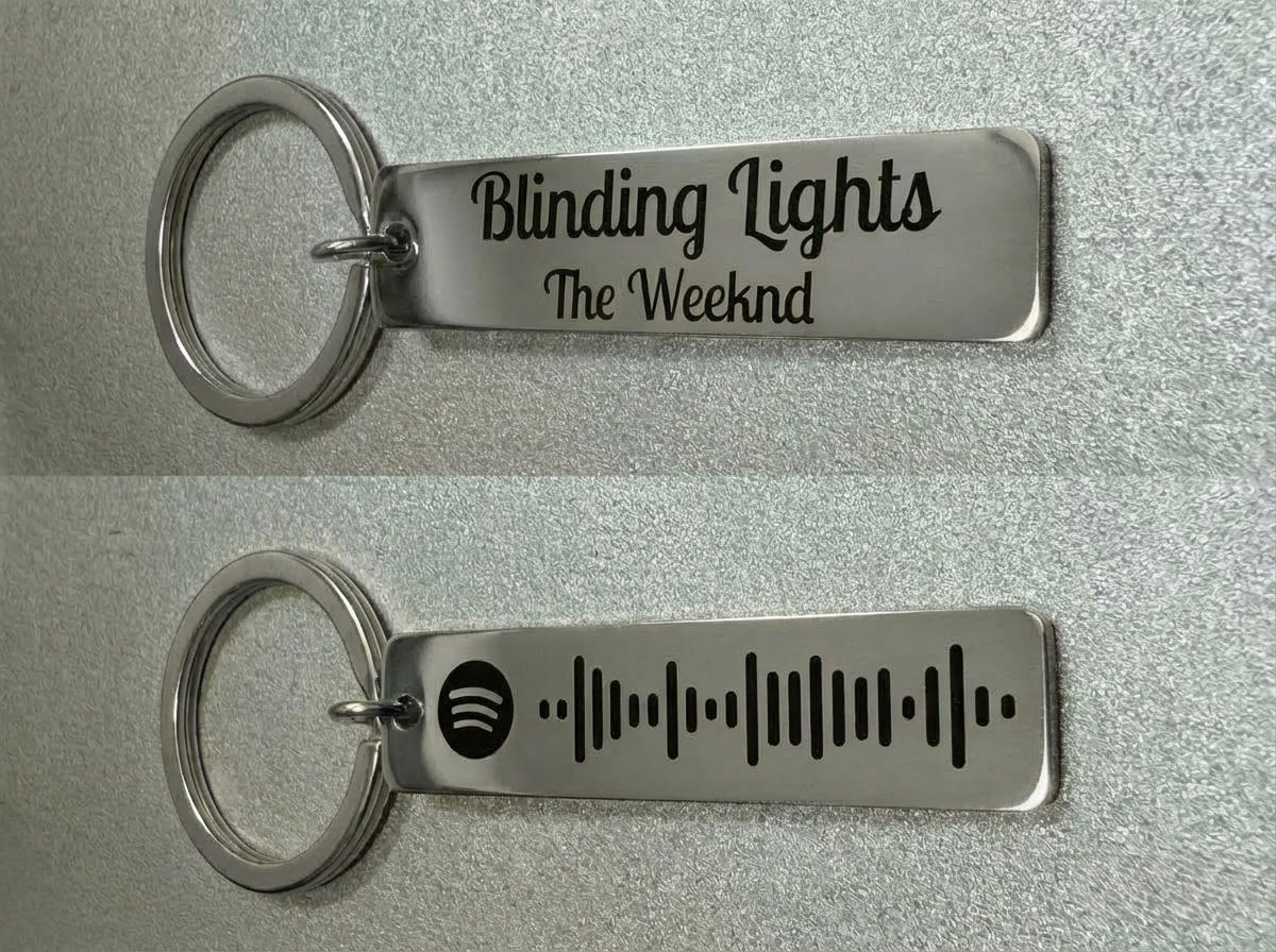 Personalised Spotify Music Code Keyring - Silver