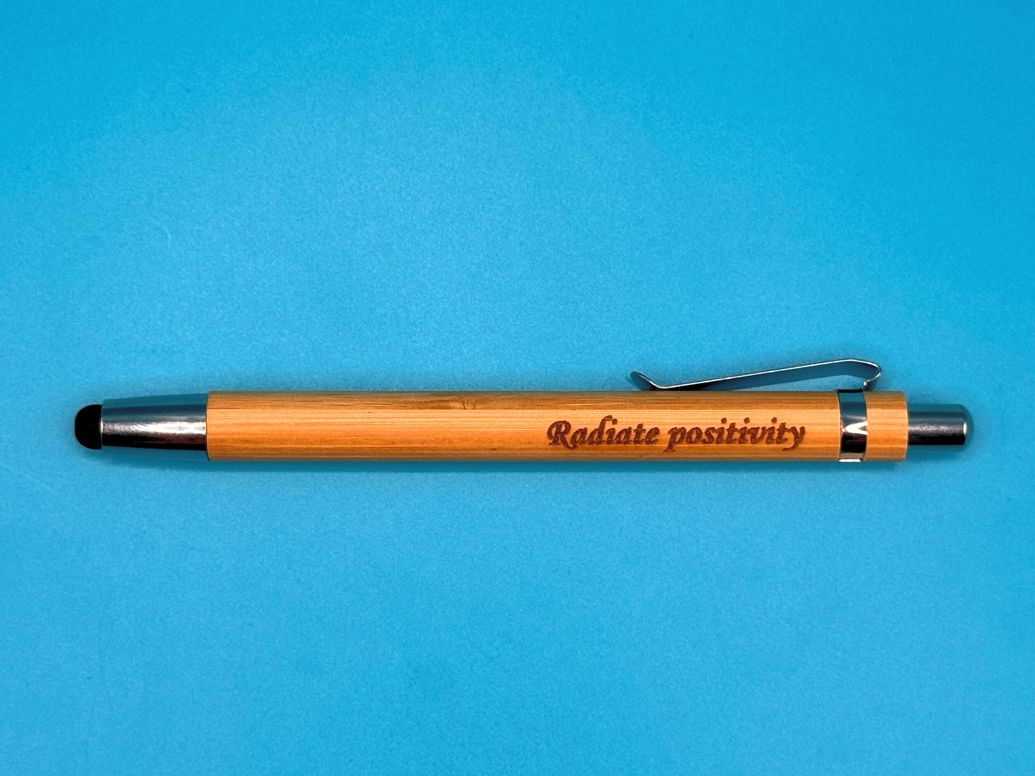 2-in-1 Bamboo Pen and Stylus with inspirational quotes created by www.epiclaserdesigns.com