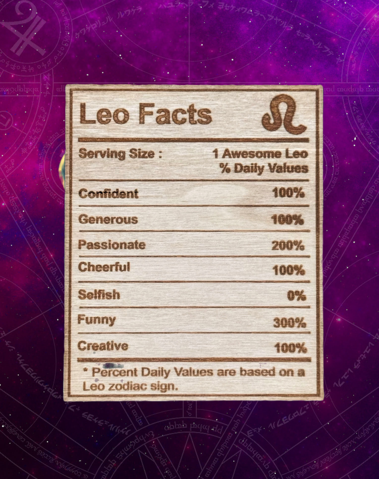 Nutrition Facts For Leo - Wooden Plaque