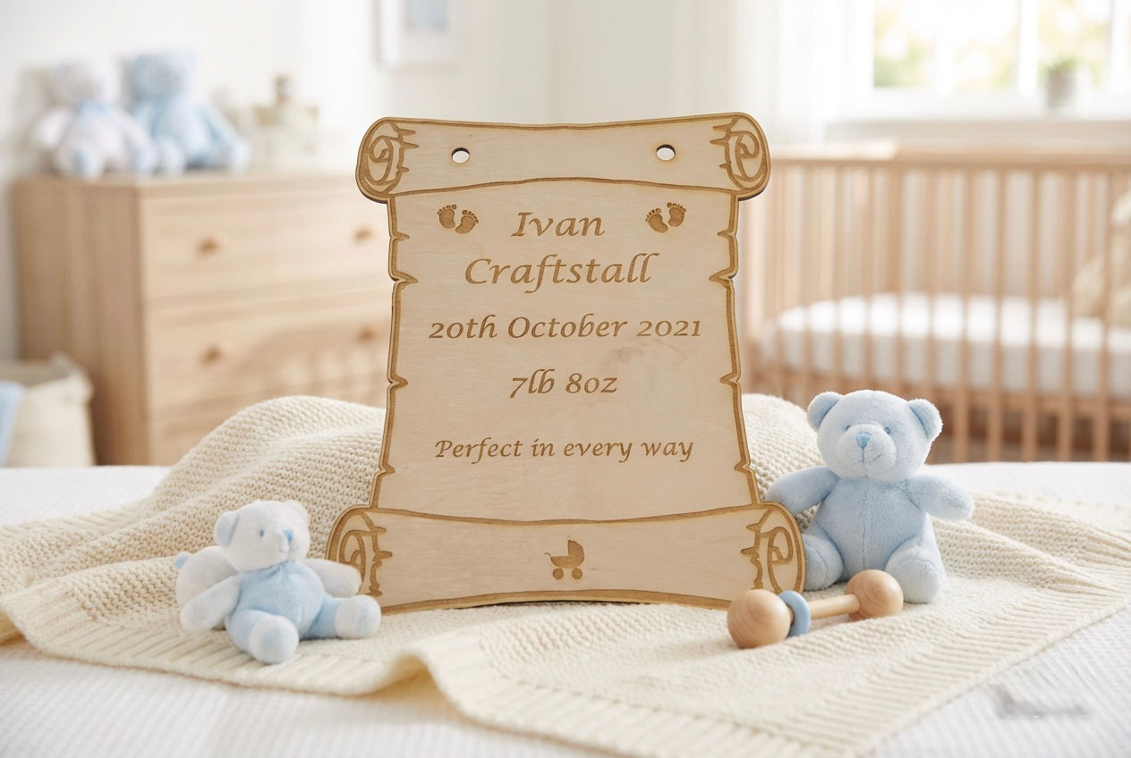 Personalised Baby Scroll with a Stand