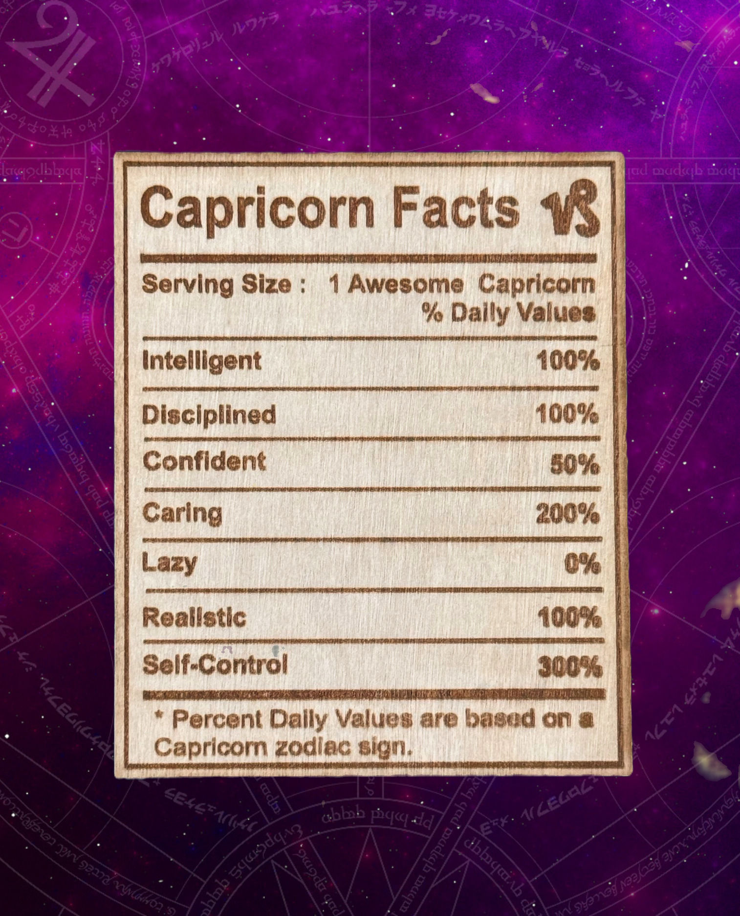 Nutrition Facts For Capricorn - Wooden Plaque