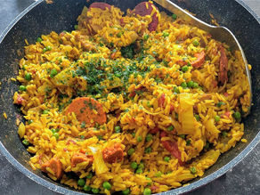 Paëlla aux légumes et au chorizo végétal !