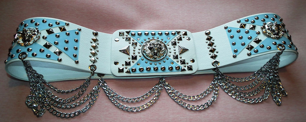 Thumbnail: Elvis Style Powder Blue Belt in Gold or Silver
